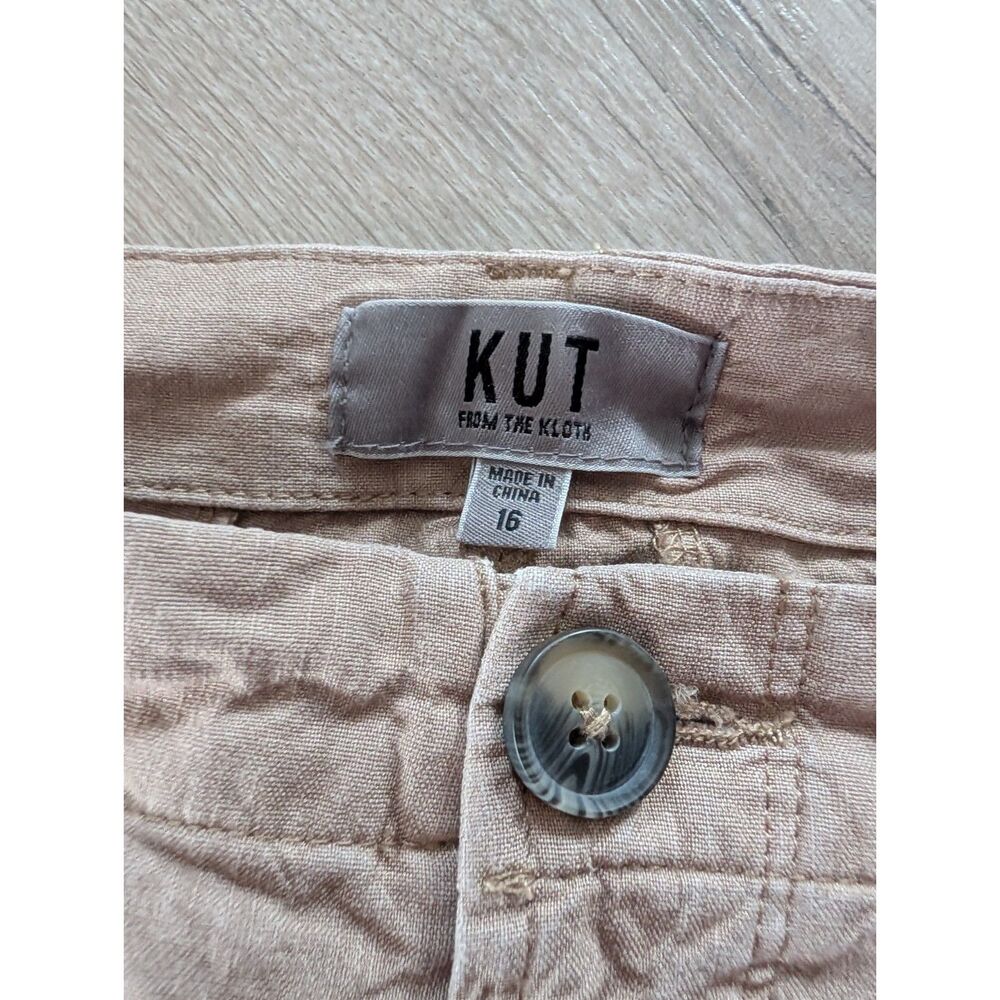 Kut From The Kloth Meg Linen Wide Leg Trouser Khaki Tan, Size 16 (C1) - Picture 4 of 6